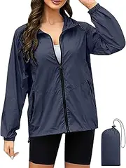 [Generic] Rain Coats for Women Packable Lightweight Rain Jacket Women Casual Hooded Windbreaker with Pockets