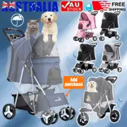 Pet Stroller Dog Cat Carrier Travel Pushchair Foldable Pet Pram 4 Wheels Large