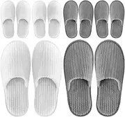 6 Pairs Spa Slippers for Men and Women Fleece Non Slip Disposable Slippers Bulk Pack for Guest,Travel,House, Indoor, Bedroom, Spa, Shoeless Home,Hotel,Wedding Bride Slippers,Washable and Reusable