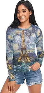 [RPLIFE] Paris Eiffel Towel at Starry Night Mesh Top, Long Sleeve Rave Top S-XXL