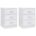 Bedside Cabinets 2 pcs High Gloss White Chipboard