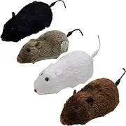 VICASKY 4Pcs Wind Up Mice Cat Interactive Moving Mouse for Indoor Cats Battery Furry Mouse Engaging Kitten Playtime Fun Cat Exercise