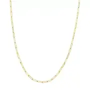 2.6mm Paperclip Long Link Chain Necklace 14K Real Yellow Gold