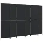 Room Divider Wall Folding Privacy Screen Stand 6-Panels Black Poly Rattan