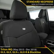 Mitsubishi Triton MQ - Cloth Seats - Dual/Extra Cab - GP4 Neoprene 2x Front Seat Covers (Available)