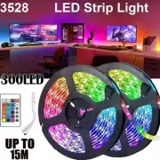 LED Strip Lights Waterproof 3528 Bright RGB 300LEDs 12V 24key Remote Control AU