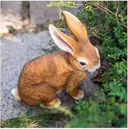 Outdoor Statues Garden Courtyard Decoration Crafts Outdoor Landscape Sculpture Resin Animal Simulation Rabbit Ornaments (Color : A) Happy House