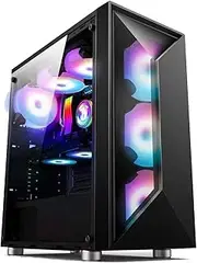 Mid-Tower E-ATX/ATX/M-ATX/ITX Computer Case, Tempered Glass Panel Grid Front Panel