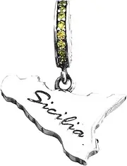 [LES FOLIES DI PAOLA GRIECO] Sicily Italy Sterling Silver Souvenir Charm - Les Folies - Fits Pandora - Cubic Zirconia, Sterling Silver, Cubic Zirconia