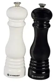 Salt and Pepper Mill Set, 8" x 2 1/2" each, Black & White Large Black/White