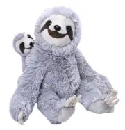 Wild Republic Mum & Baby Sloth Large 30cm Sitting Plush Soft Toy