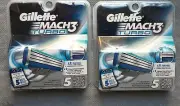 2 Packs of Gillette Mach3 Turbo 5 Cartridge Razor Refills Ea 10 Total New