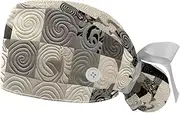 [YTYVAGT] 2-Pc,Gourd-Shaped Working Cap,Fisherman Hat with Buttons and Cotton Sweatband,Vintage Floral Plaid Pattern
