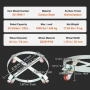 Heavy Duty Drum Dolly 454kg Load Capacity Steel Frame Barrel Cart with Swivel