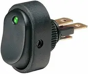 Narva 30A 12V off/On Rocker Switch with Green LED, 12.2 mm Diameter