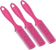 HONITANO 3pcs Hair Comb Razor Comb Razors Cutting Scissors Trimmer Hair Cutter Double Side Haircut Scissors Rosy
