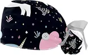 [YTYVAGT] 2-Pc,Gourd-Shaped Working Cap,Fisherman Hat with Buttons and Cotton Sweatband,Colored Stripes and Unicorns