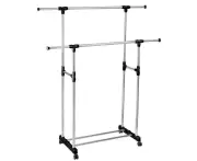 Garment Holder Clothes Rack Double Stainless Shelf Hanger Adjustable Coat