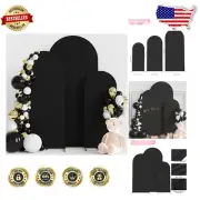 Elegant Black Spandex Wedding Arch Covers - Set of 3 for Stunning Backdrops