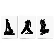Set of Nude Body Drawing Female Minimal Wall Art #1