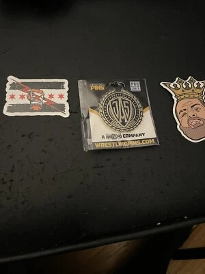 Pro Wrestling Crate Lot JAS Lapel Pin Jericho AEW CM Punk Eddie Kingston