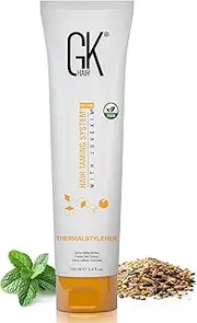 GK HAIR Global Keratin ThermalStyleHer Hair Cream (3.4 Fl Oz/100 ml) - Thermal Styling Cream Anti Frizz Heat Protectant Against Flat Iron Heat & Hot Blow Dry Prevents Damage & Breakage