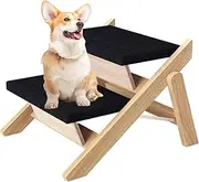 Pet ramp Stairs - 2-in-1 Wooden Dog Steps, Convertible Foldable Dog Ramp | colapsible Pet Steps, Adjustable Sturdy Dog Bed Stairs, Portable Lightweight Safety Ramp for Bed Car Sofa Couch