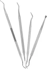 Baluue Manicure Tools Kit 4pcs Stainless Steel Nail Drills Crimping Tool Cuticle Pusher and Dust Brush for Nail Art