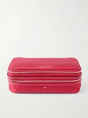 [Anya Hindmarch] Anya Hindmarch - Make-up Leather-trimmed Jacquard Cosmetics Case - Magenta - One size One size Purple
