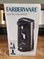 Farberware Electric Can Opener Black One-Touch Cord Storage NEW Sealed