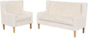 VRAXO Sofa Set 2 Pieces Fabric Cream White -42.7KG,274928