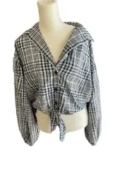 NWT Topshop Tie Front Plaid Crop Top Size 8