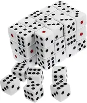 Generic 50pcs A Little Red Dice 6 Sided Game Dices Six Sided Dice 6 Sided Dice Big Number Dice Entertainment Dices Dice Game Board Game Tool Large Dice Number Dices Acrylic White