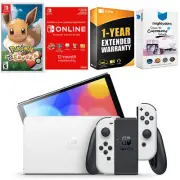 Nintendo Switch White OLED + Pokemon: Let's Go, Eevee! + NSO 1 Year Membership