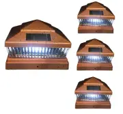 4 Pcs Copper Solar Garden Outdoor Cap Post Light 4x4 Plastic with 5 LED Bulbs