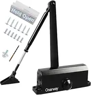 Onarway Automatic Door Closer Hold Open Size 3 Spring Hydraulic Door Closure Aluminum Alloy Body, for Residential and Commercial Use with Fitting Template, for Middle-Weight Door, Black
