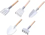 Generic 5pcs Mini Garden Tools Plant Light Raised Garden Bed Liner Bonsai Tools Miniature Shovels Plant Stake Artificial Garden Weeder Tool Succulent Pots Pruning Shear Garden Bonsai Wood