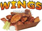 CHICKEN WINGS FUN FOOD VINYL DECAL (CHOOSE A SIZE) STANDS BOARDWALK SHOPS
