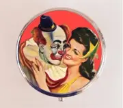 Clown Romance Pill Box Case Pillbox Holder Trinket Retro Comic Art