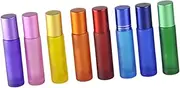 VINTORKY 12pcs Colorful Frosted Roll Bottle with Steel Beads Portable Essential Oil Subpackaging Bottle for Home Use Leak Design for Perfume and Liquid Storage