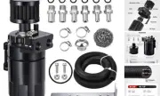 Oil Catch Can, Universal Baffled Catch Can Kit with Breather 2.6 FT Black