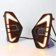 Fog Light Car DRL LED Daytime Running Lamps For Navara 2021 2022 Auto Flowing Yellow Turn Signal Daylights Car Foglamp