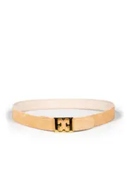Beige Suede Logo Buckle Belt