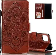 LEECOCO iPhone 11 Pro Case Mandala Embossing Luxury PU Leather Flip Wallet Bookstyle Magnetic Stand Card Slot Folio Bumper Protection Cover for iPhone 11 Pro 5.8 Inch Mandala Brown LD