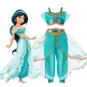 Kids Girls Aladdin Princess Jasmine Costume Fancy Dress Party Cosplay Outfits AU