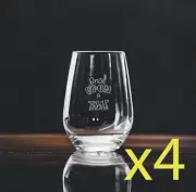 Once Upon a Time Stemless Wine Glasses x4 Premium 15 Oz Personalize Story NEW