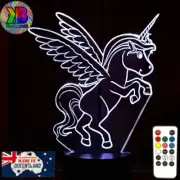 Unicorn Pony Pegasus 3D LED Night Light Colour Changing Girls Bedroom Lamp