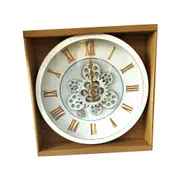 Modern 3d Skeleton Silver Mechanical Display Wall Clock 40 cm