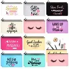 20 Pcs Canvas Cosmetic Bag Inspirational Quotes Makeup Bags with Zipper Encou...