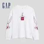 GAP 男童裝 GAP X WARNER BROS聯名 兔八哥LOGO長袖T恤-白色(520203)